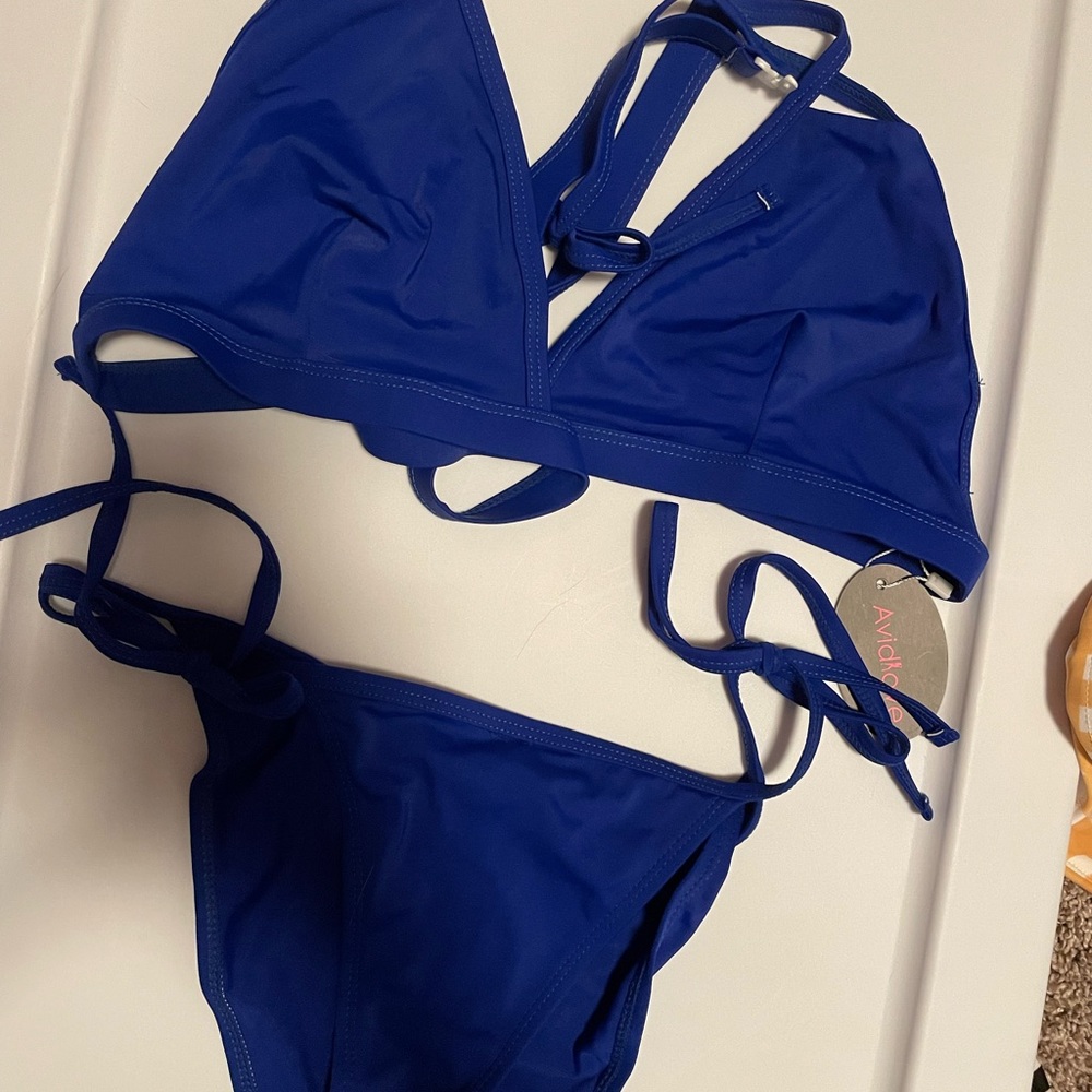 BRAND NEW WITH TAGS - Dark Blue Sexy Strappy Bikini Swimsuit Size Large